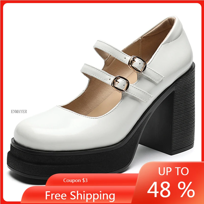 

ENMAYER Spring Summer Women Pumps Hollow Genuine Leather Square Toe High Heeled Shoes Woman Fashion Elegant Wedding Party Prom