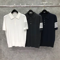tb thom men t shirt 2022 new summer luxury brand tops pure cotton back stripes blouses korean style design polo t shirt mens