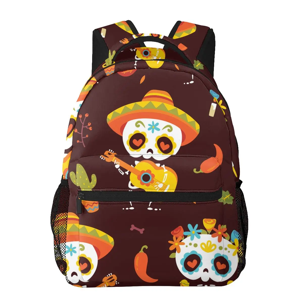 

Children Backpacks Cartoon Style Autumn Day Dead Brown Seamless Schoolbag For Kids