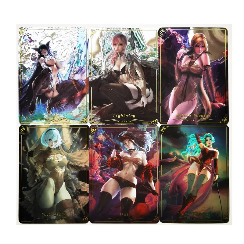 

16pcs/set ACG Beauty Tifa Revy Atago Terra Branford Laser Carving Sexy Girls Hobby Collectibles Game Anime Collection Cards