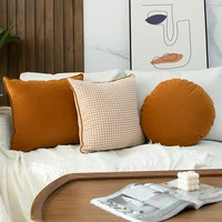 orange houndstooth cushion cover45x45cm velvet square round pillowcase sofa bed car decor nordic simple throw pillows boho decor