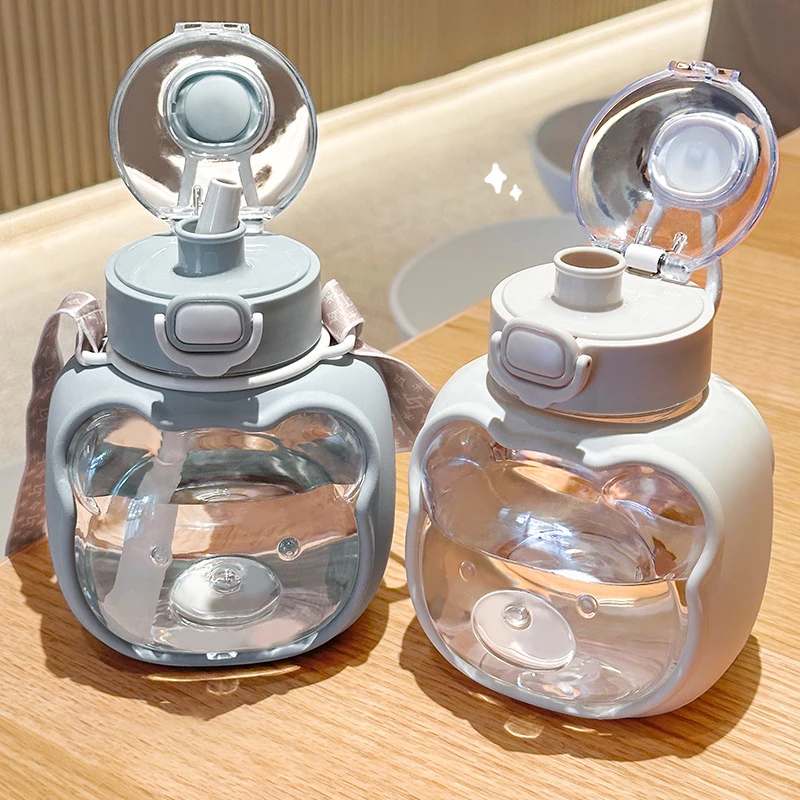 1 литровая бутылка для воды девочек вместительная летняя детская соломинка с