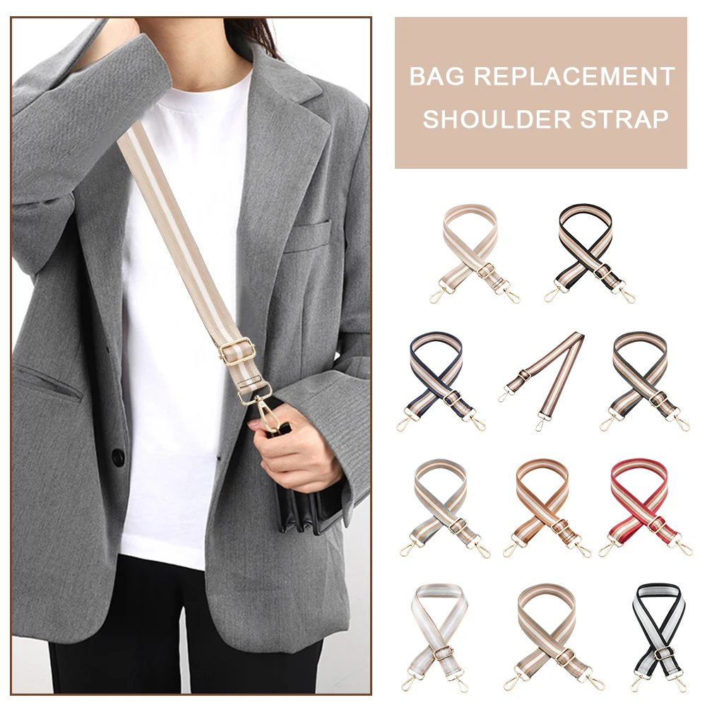 

Широкая блестящая полосатая сумка, регулируемый саквояж через плечо, наплечная Сумочка, тканевый ремешок для женщин