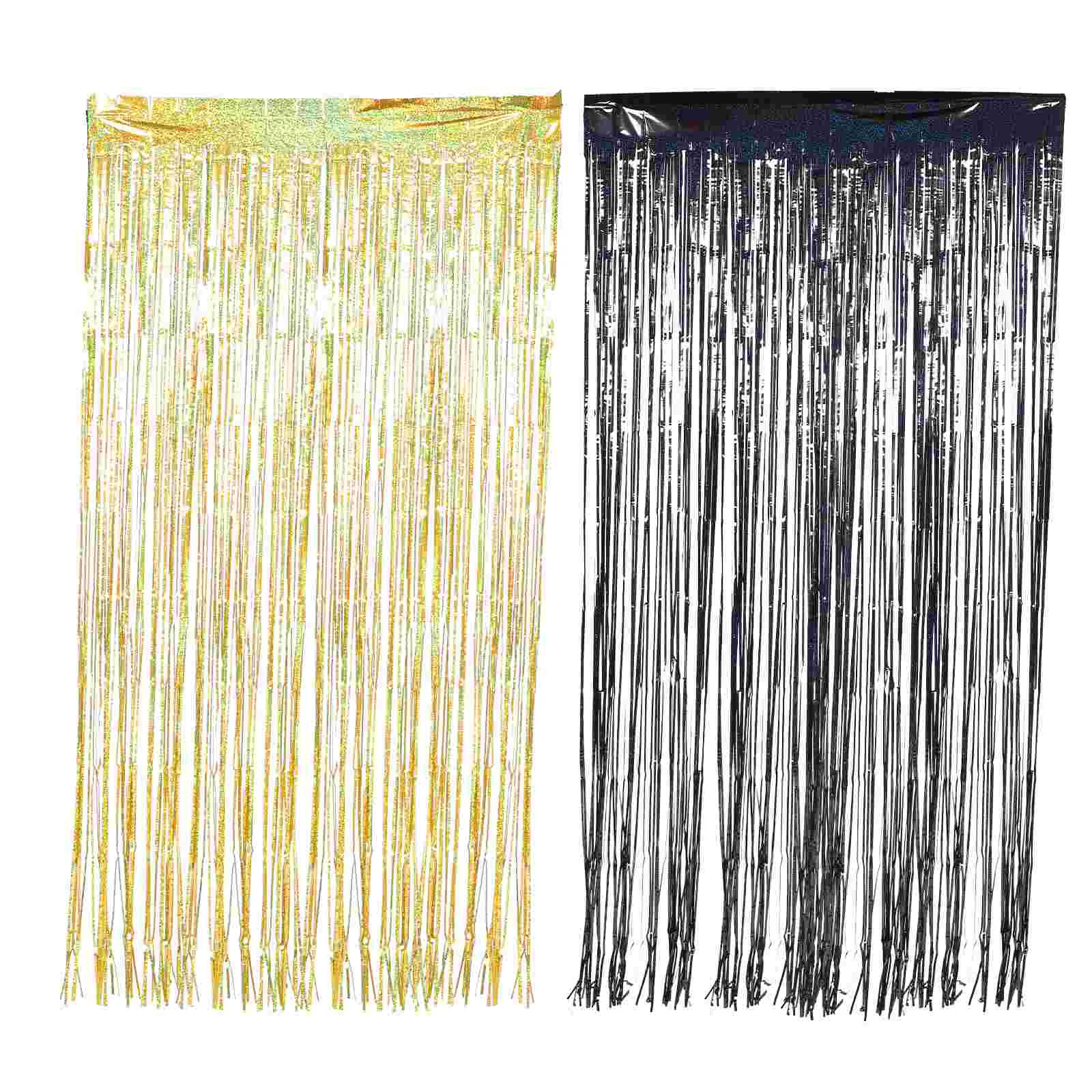 

Decorations Party Curtains Fringe Tinsel Backdropcurtain Birthday Gold Discohanging Metallic Backdrops Booth Black Photo Foil