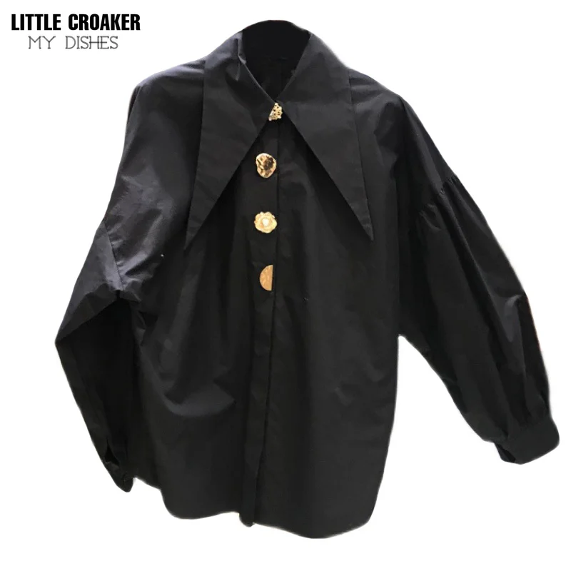 Женская рубашка с отложным воротником и рукавами-фонариками