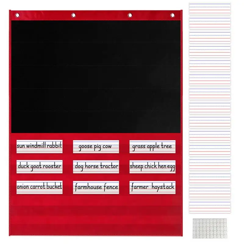 

Classroom Calendar Pocket Chart Hanging Black Pocket Chart With 15 Dry Erase Cards And 50 Stickers Classroom Pocket Chart For