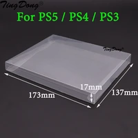 tingdong 10pcs clear transparent box cover for ps5 for ps4 for ps3 game card collection display storage pet protective box