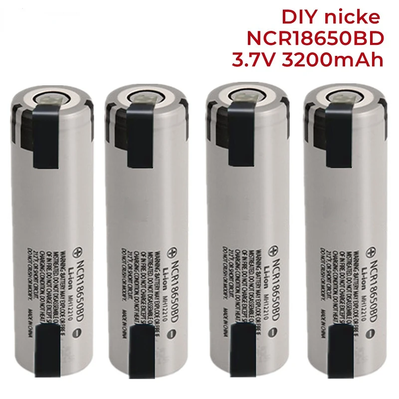 

18650 Lithium Battery 3.7V 3200mAh 10A NCR18650BD Original Li-ion Rechargeable Large Current Cell Batteries+DIY Nickel sheets