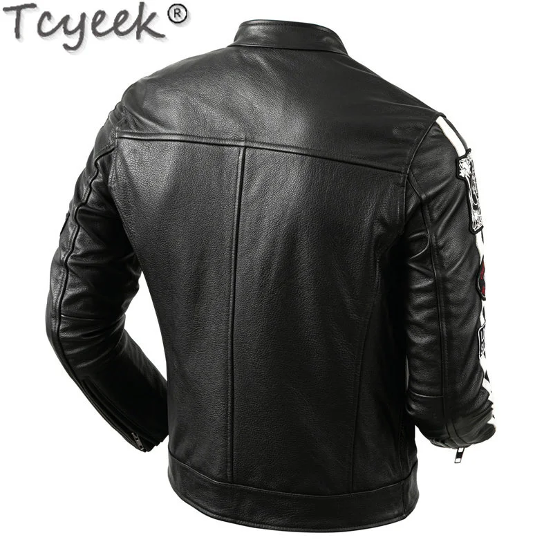 

Genuine 100% Real Cowhide Jackets Man Moto & Biker Coats Streetwear Male Leather Jacket Mens Clothing Spring Fall