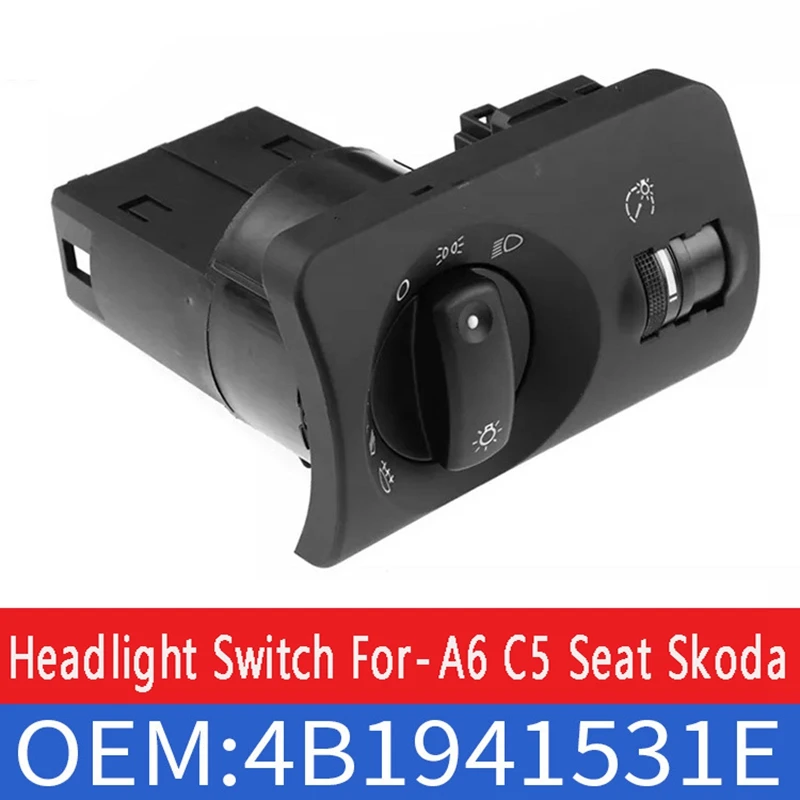 

Headlight Switch Fog Lamp Control Switch For- A6 C5 Seat Skoda 4B1941531E