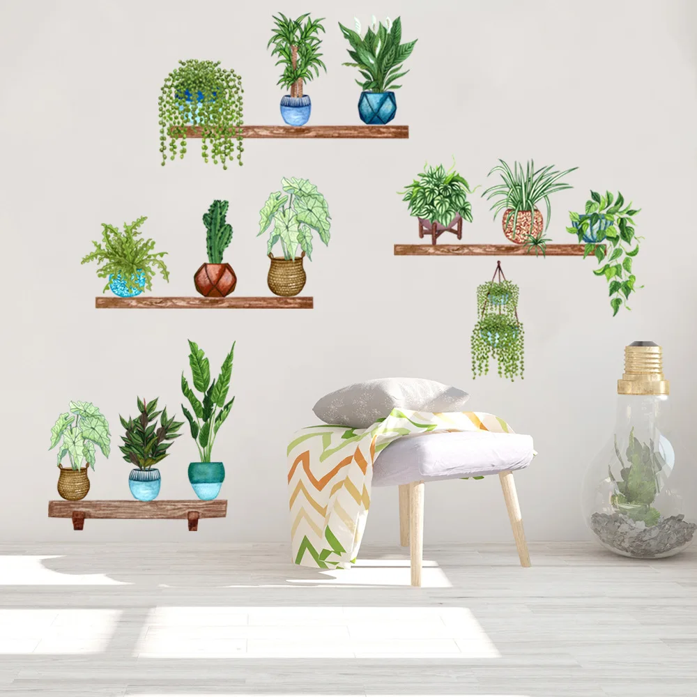 

Potted cactus Wall Sticker Flower Stickers For Home Decor Living Room Kitchen PVC DIY Wall Art Decals Mural Room Decoration