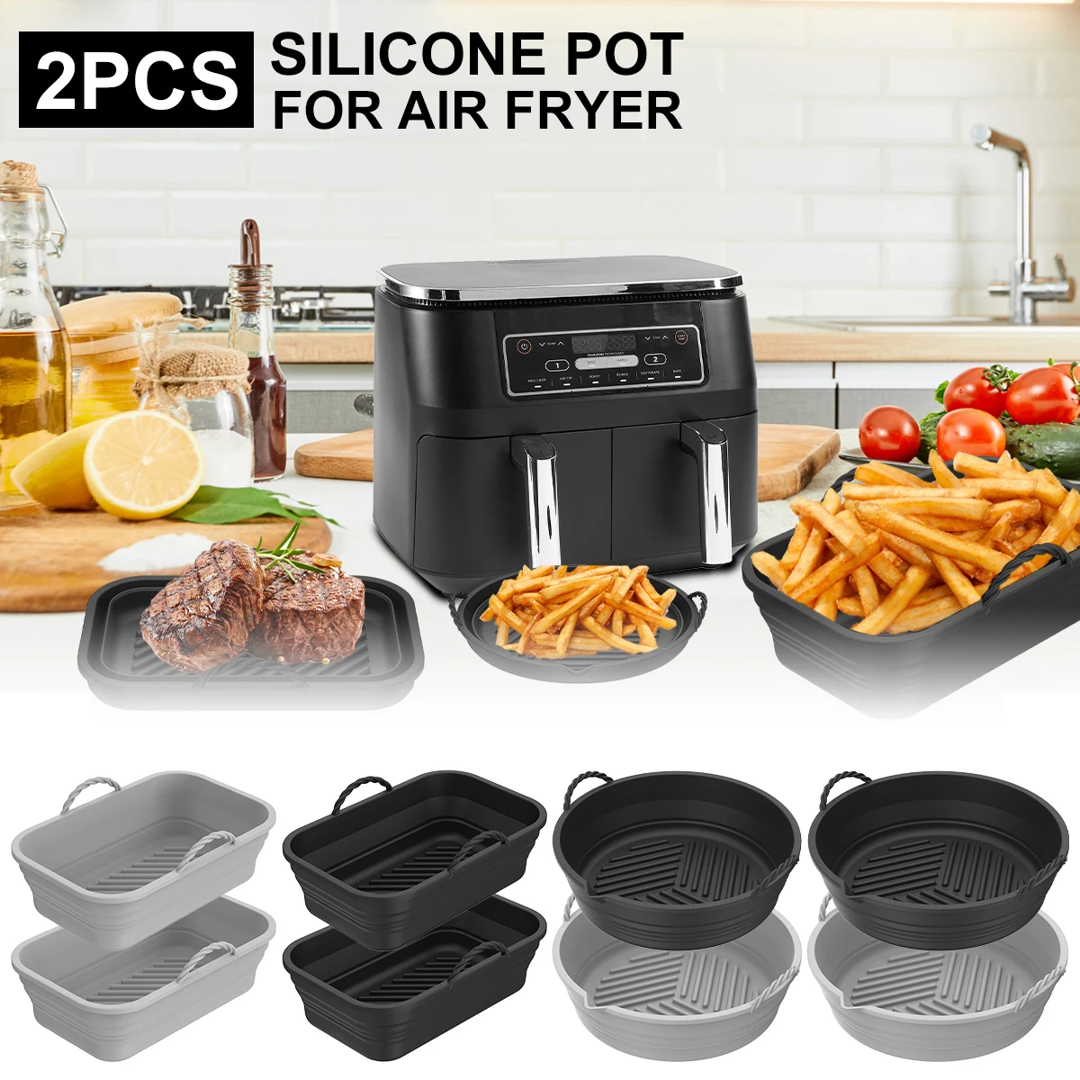 

2 шт., Силиконовая Термостойкая антипригарная поднос для приготовления барбекю