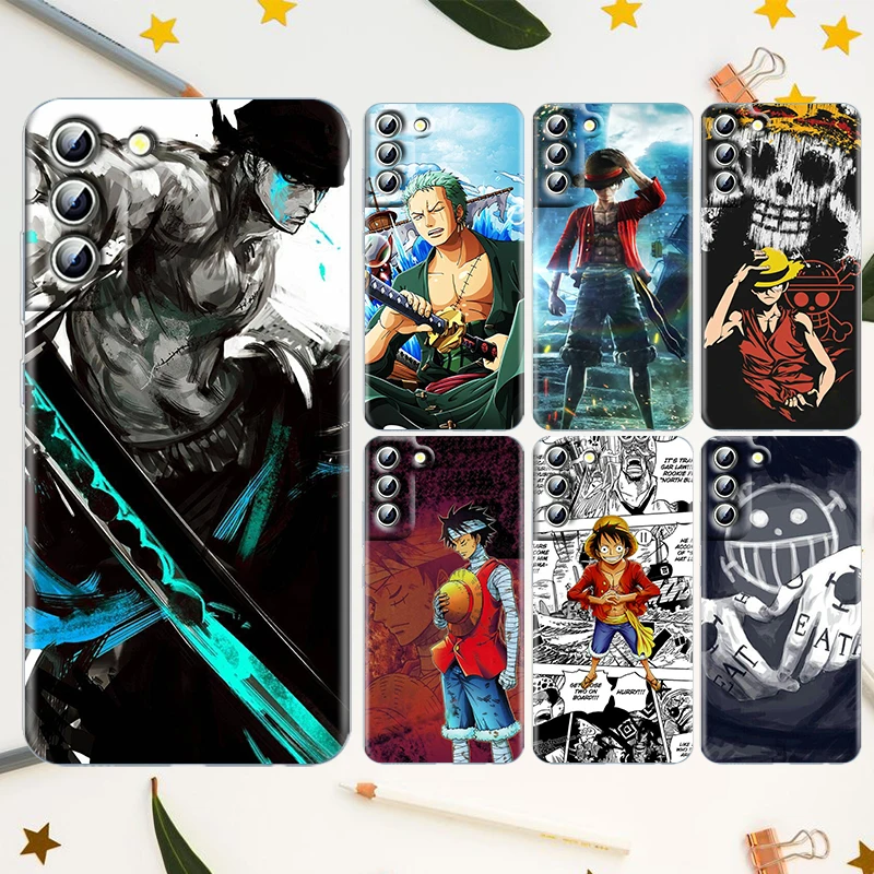 

Zoro Luffy One Piece For Samsung Galaxy S22 S21 S20 FE Ultra Pro Lite S10 S10E S9 S8 Plus S7 Edge Transparent Phone Case