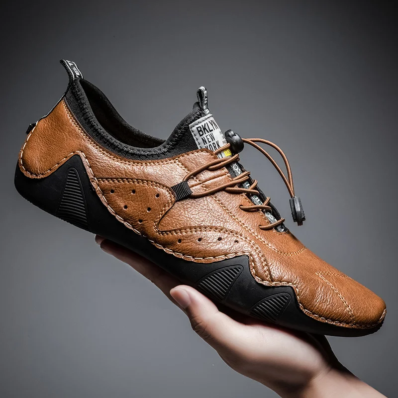 

New Leather Shoes Men Casual Shoes Outdoor Hiking Sports Shoes Autumn Men's Large Size Low Top Flat Bottom Shoes Man Shoes