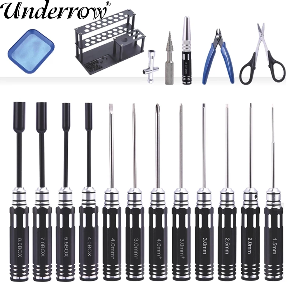 

19 in 1 RC Tool Kit Screwdriver Pliers Hex Sleeve Socket Repair Tool Set Screwdriver Bracket for RC Car Quadcopter Drone Airplan