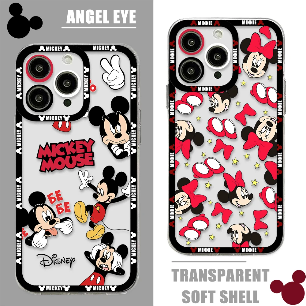 

Cute Disney Mickey Minnie Phone Case For Xiaomi Redmi Note 12C 10 Pro Plus 10C 9A 9C 9T K30 K40 K50 K60 4G 5G Transparent Capa