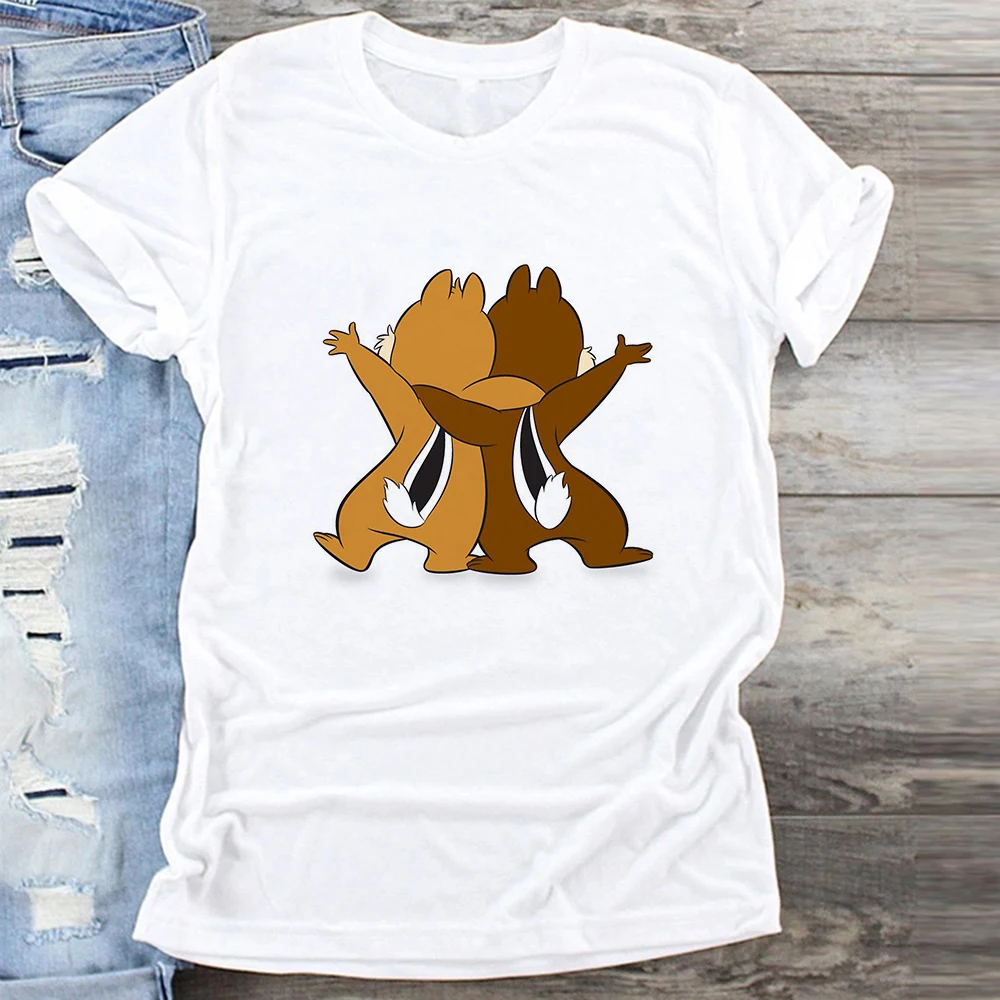 

Funny Disney T Shirt Women Chip and Dale Sleep Graphics Tops Dropship Harajuku Cute Comic Cartoon Short Sleeve Kawaii Casual