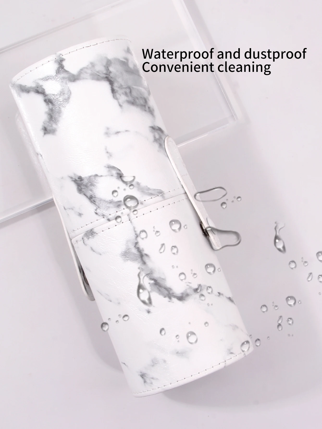 1 Шт. Портативный Цилиндр Для Кистей Макияжа Мраморный Дизайн Водонепроницаемая