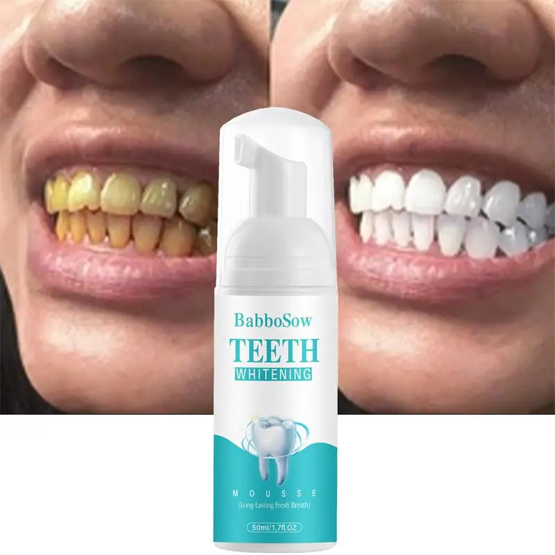 Teeth Whitening Mousse Toothpaste Dental Bleaching Deep Cleaning Removes Smoke Tea Coffee Stains Fresh Breath Oral Hygiene 50ml
