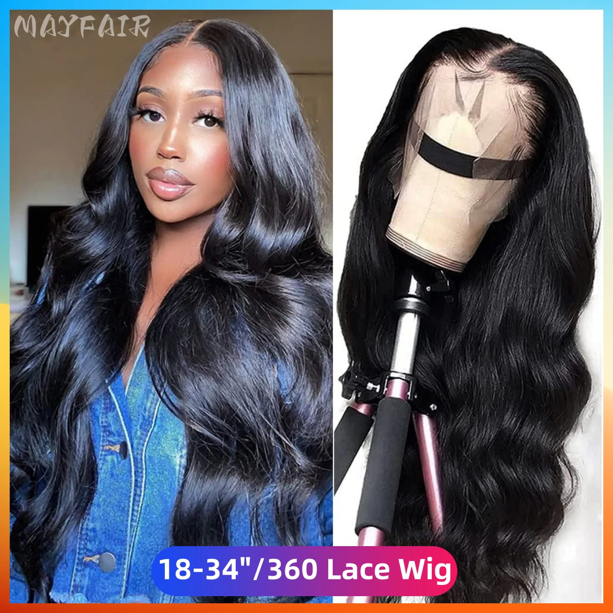 

13x4 Body Wave Lace Front Wig Human Hair PrePlucked Natural Black 360 13x6 HD Lace Frontal Wigs For Women 30INCH Closure Wig 4x4