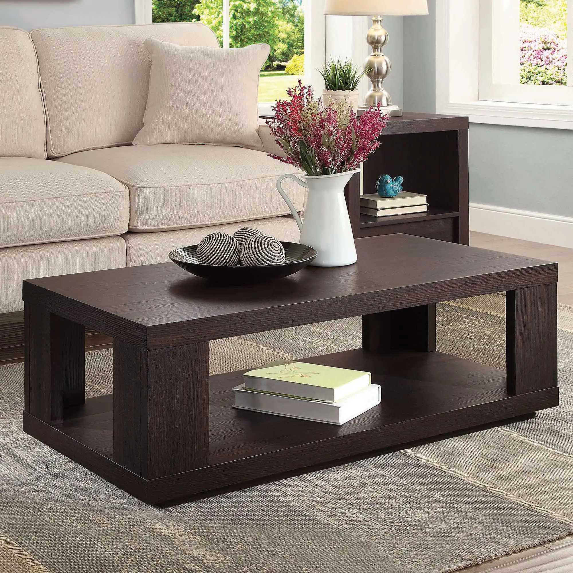 

Steele Coffee Table with Lower Shelf, Espresso Coffe Tables For Living Room Muebles Hogar Center Tables For Living Room