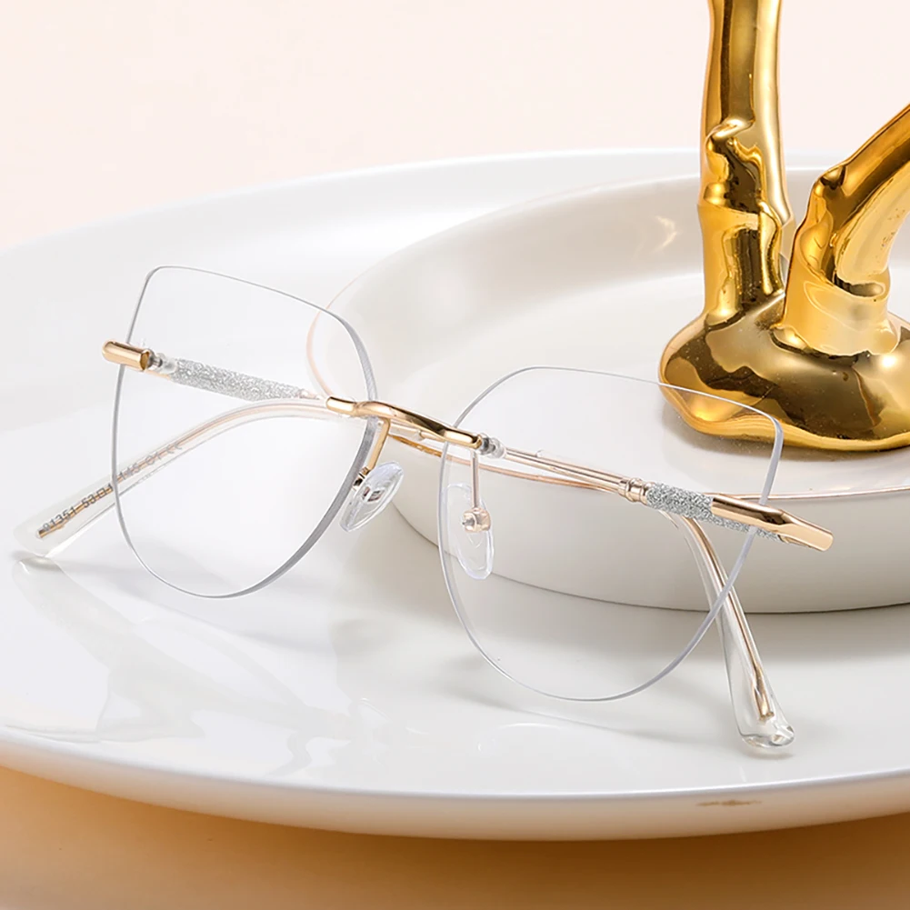 Kachawoo очки кошачий глаз без оправы женские металлические модные в оправе черные