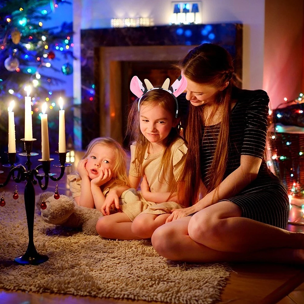 4 шт. повязка на голову для макияжа с мягкими животными коровьими ушками и рогами