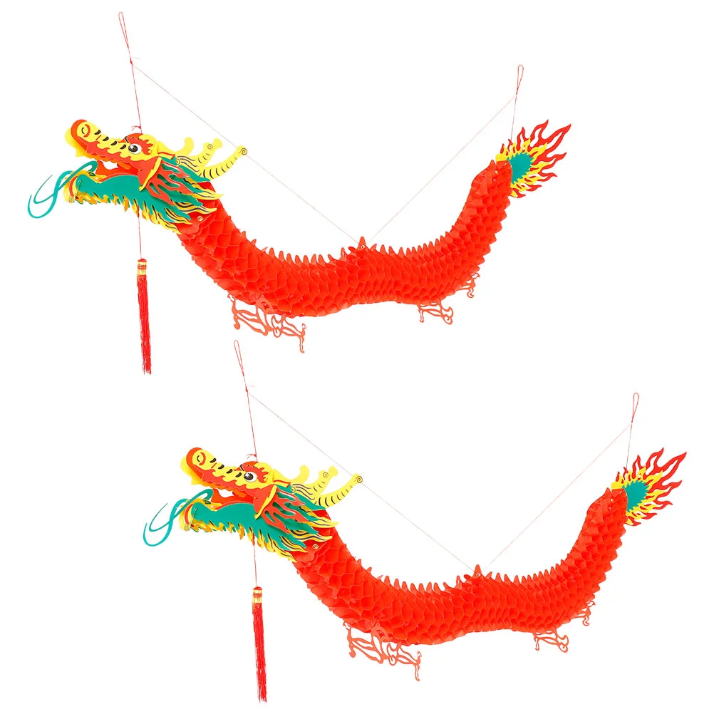 

2pcs Chinese New Year Decoration Dragon Lantern Decor Spring Festival Hanging Decor