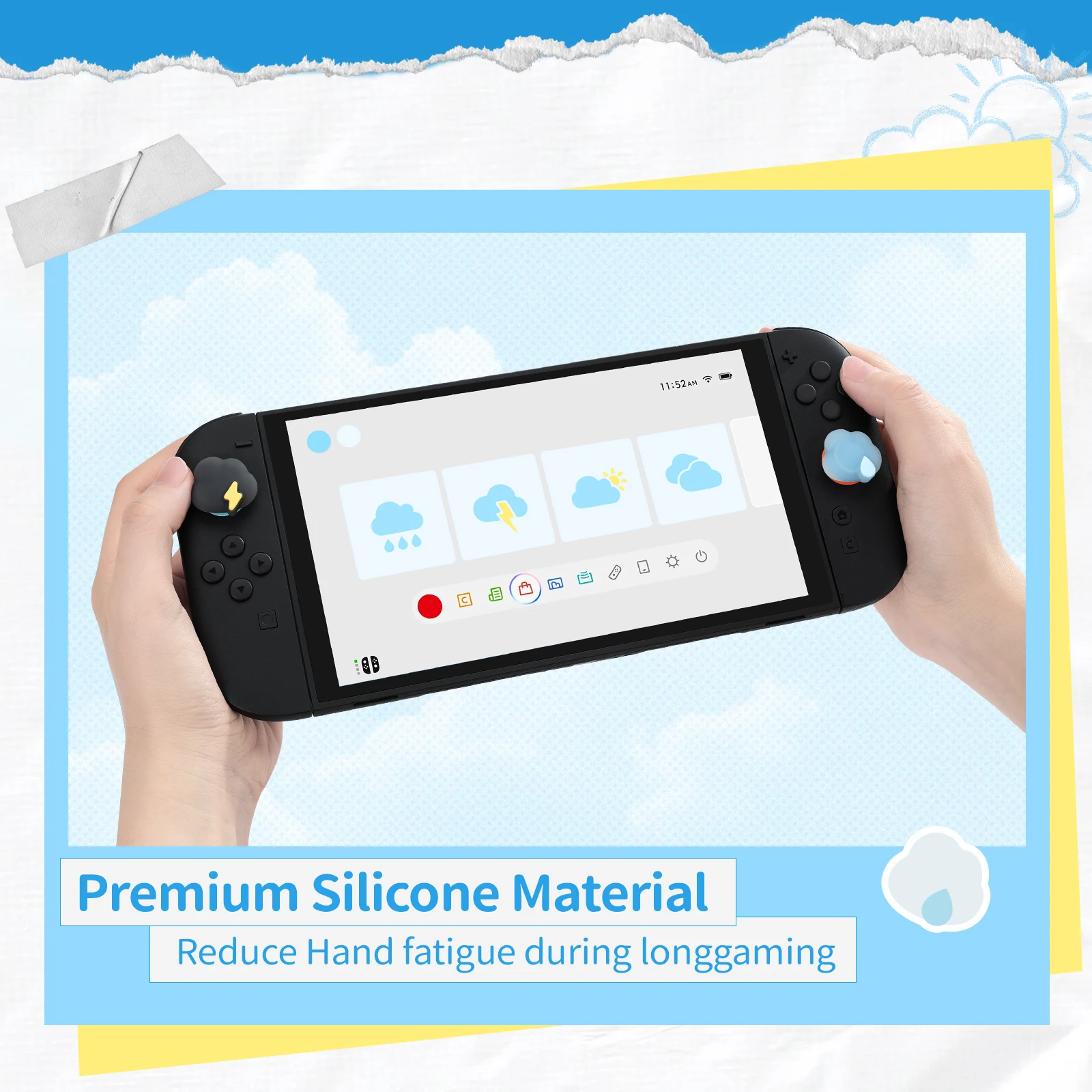Фото Накладки GeekShare для джойстиков Nintendo Switch 2 (2025), Switch/OLED, колпачки для джойконов, накладки на стики, дизайн «Погода и настроение» №2