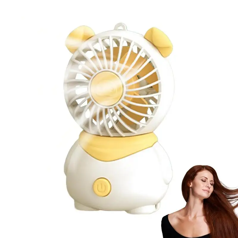 

Cute Desk Fan Small Portable Fan Handheld Pig Design 4 Fan Leaves USB Rechargeable Quiet Table Fan For Home Table Handheld