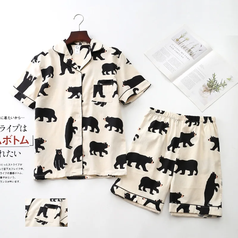 

Ladies Summer Twill Short-sleeved Shorts Pajamas Suits for Homewear Cute Sleepwear Women Set Women's Underwear Set