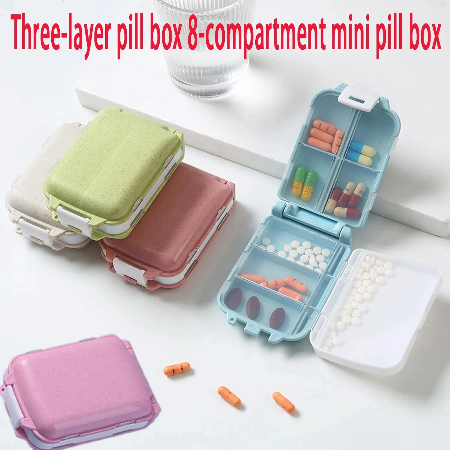 

Pill Box Wheat Sealed 8 Grids Pill Container Travel Organizer Health Care Drug Divider 7 Day Pill Storage Bag Travel Pill Case