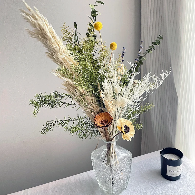 

Pampas Large Natural Dried Flower Bouquet for Wedding Decorations Sun Flower Bouquet Home Table Room Party DIY Floral Decorative