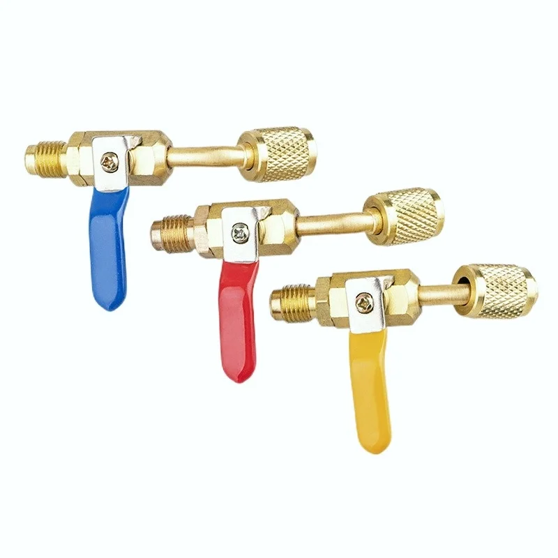 

3pcs Angled Compact Ball Valve Air Conditioning Refrigerant 1/4 Inch for R410 R22 AC HVAC Charging Hoses Manifold