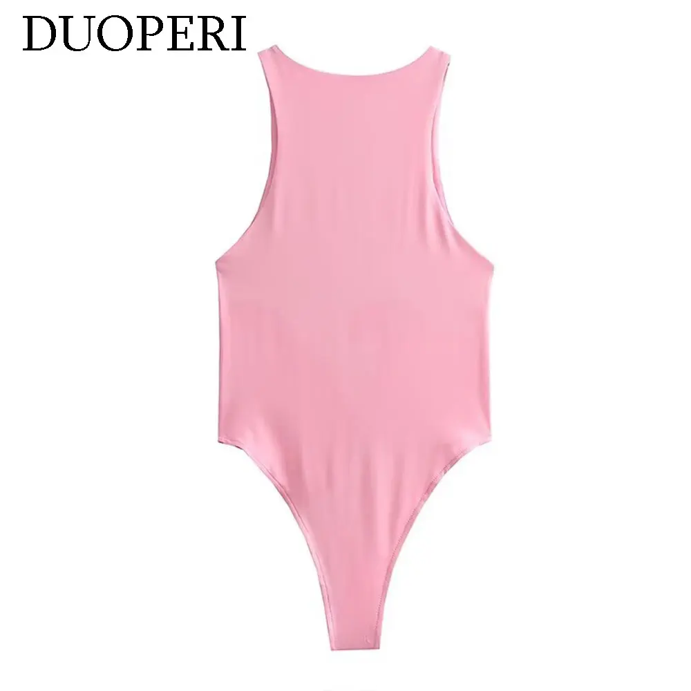 Модный женский разноцветный Повседневный комбинезон DUOPERI y2k с круглым вырезом