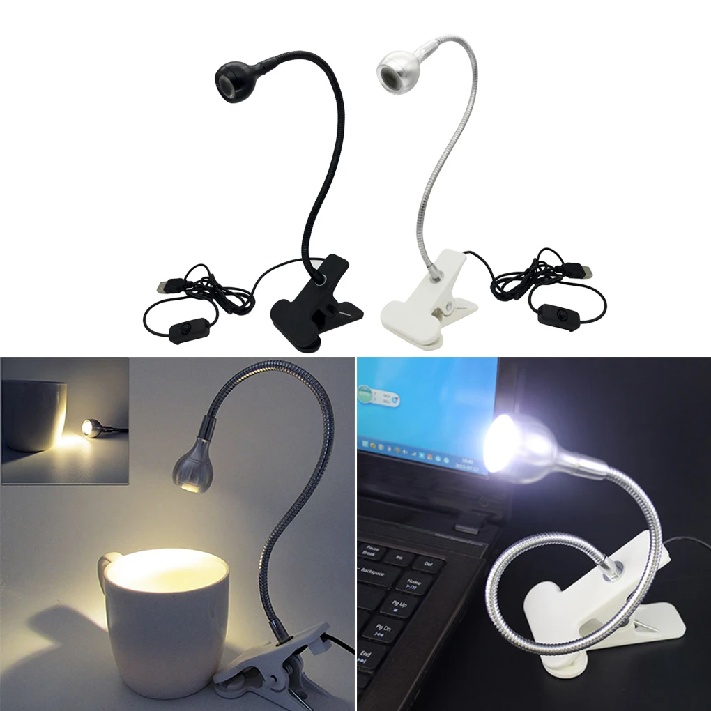 

USB Rechargeable Switch LED Desk Table Lamp Energy-saving Free Rotation Clip-on Eyecare Reading Study Light