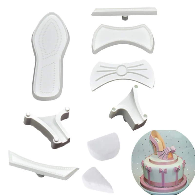 

9Pcs/Set High-Heeled Shoes Sandals Chocolates Fondant Cake Mould Sugar Craft Baking Cookie Cutter Mold Wedding Decorating Tools