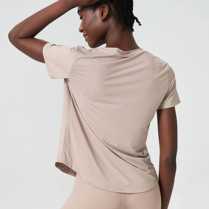 Летняя футболка для йоги с коротким рукавом женская однотонная мягкая рубашка
