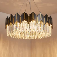 modern gold luxury crystal chandeliers lighting led pendant ceiling light fixture for living room hotel hall decor hanging lamp