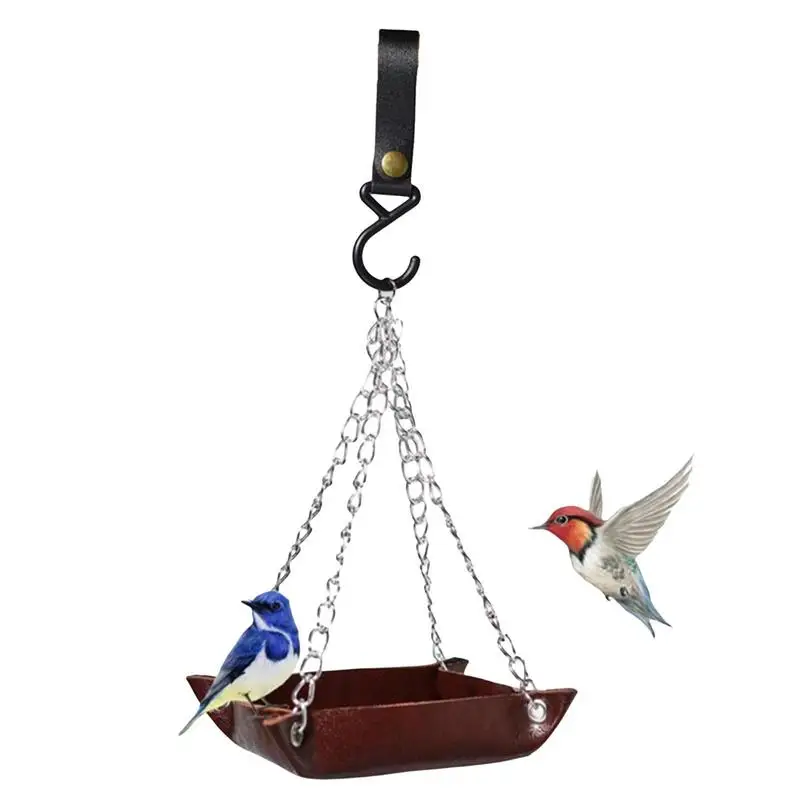 Hanging Tray Pu Leather Platform Bird Feeder Wild Bird Food 