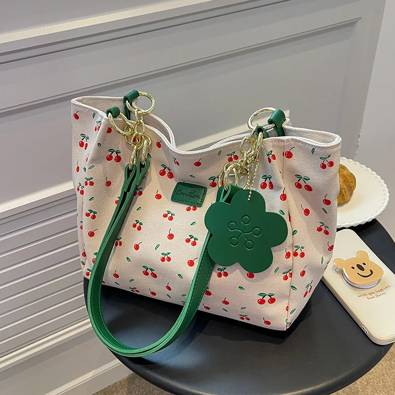 

Printed Canvas Bag Women's 2022 Summer Fashion New Fashion Versatile High-Capacity Tote Bag Fashion Simple Shoulder Bag