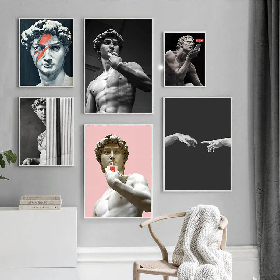 Классический шедевр статуя Давида Картина на холсте постеры и принты настенные