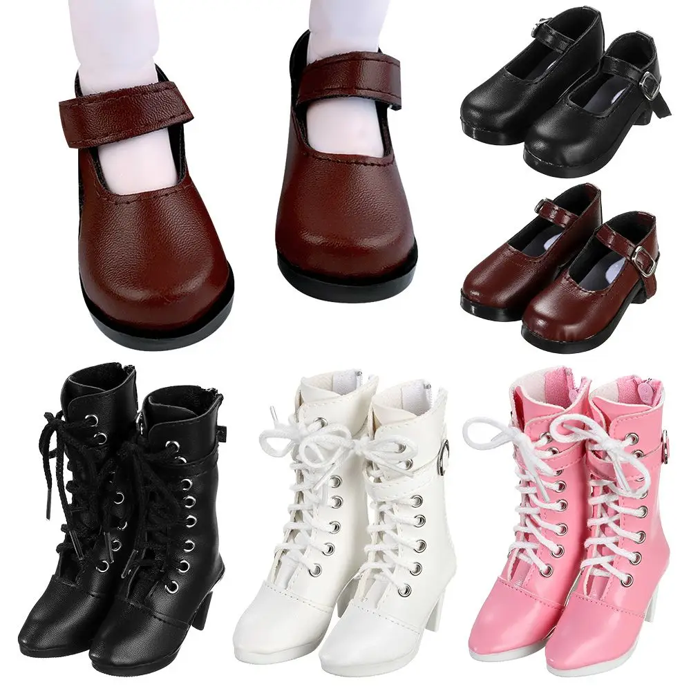 

1 Pair Fashion Doll High Heel Shoes Handmade Boots PU Leather Shoes 7.8cm for 60cm Dolls Shoes 1/3 Doll Differents Color Shoes