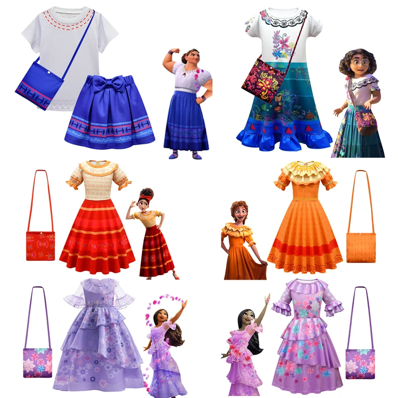 

Disney New Kids Encanto Mirabel Madrigal Costume for Birthday Party Isabela Luisa Cosplay Clothing Dolores Girls Dress Vestidos