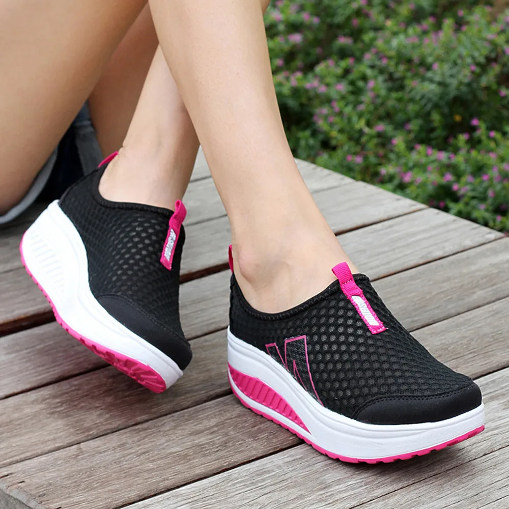 Женские кроссовки для бега JIEMIAO, удобная обувь на платформе, увеличивающая рост, Модные дышащие сетчатые повседневные кроссовки 35-42