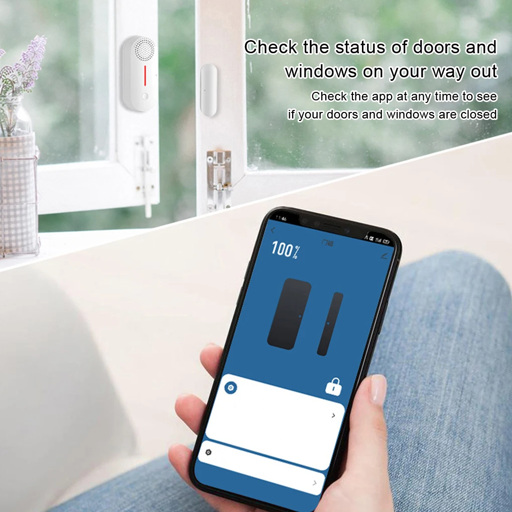 

Door Sensor Sound Alarm Timing Disarm Closed Detectors Wireless Phone Connection Compact Size One-key Warning Remote Control