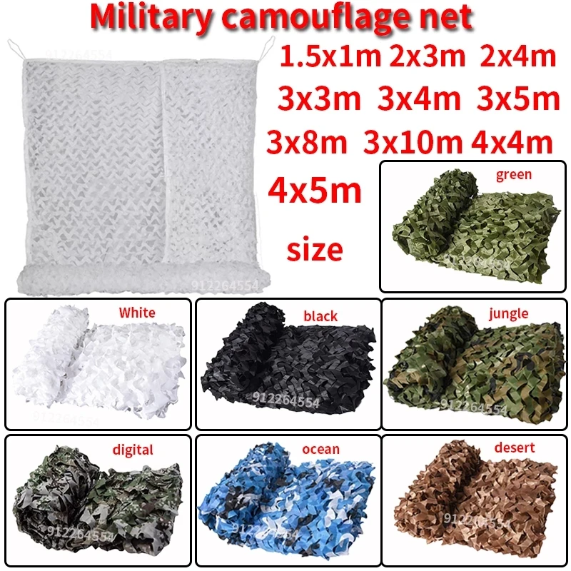 

Military Camo Net Hunting Camo Net Car Tent Gazebo Shade Net White Camo True Blue Green Black Beige White 2x2m3x3m4x5m