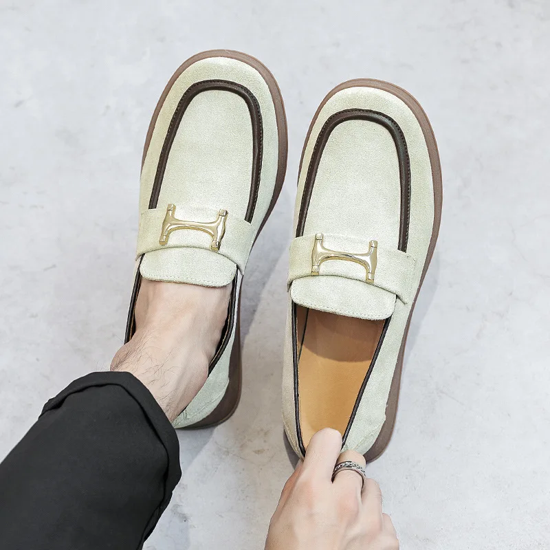 

Four Seasons New Lefebvre Shoes A Stirrup Korean Version of The Trend of A Hundred Casual British Leather Loafers P102