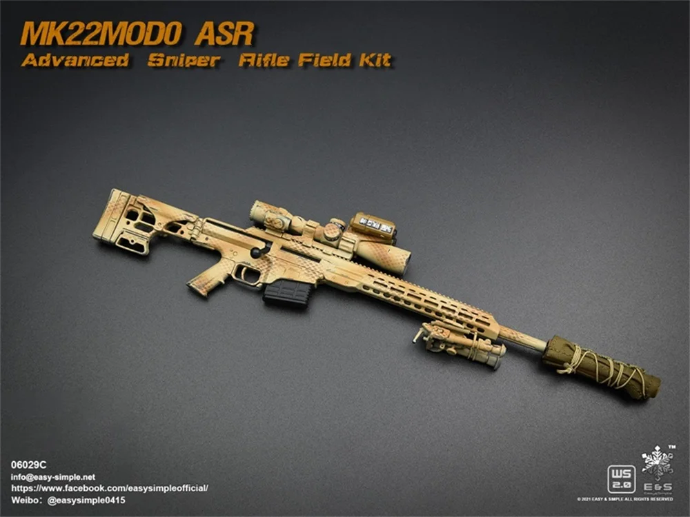 

Best Sell 1/6 EASY&SIMPLE ES 06029 MK22 A C D Version ASR Advanced Sniper Rifle Field Kit Can't Be Fired For Doll Figure Collect