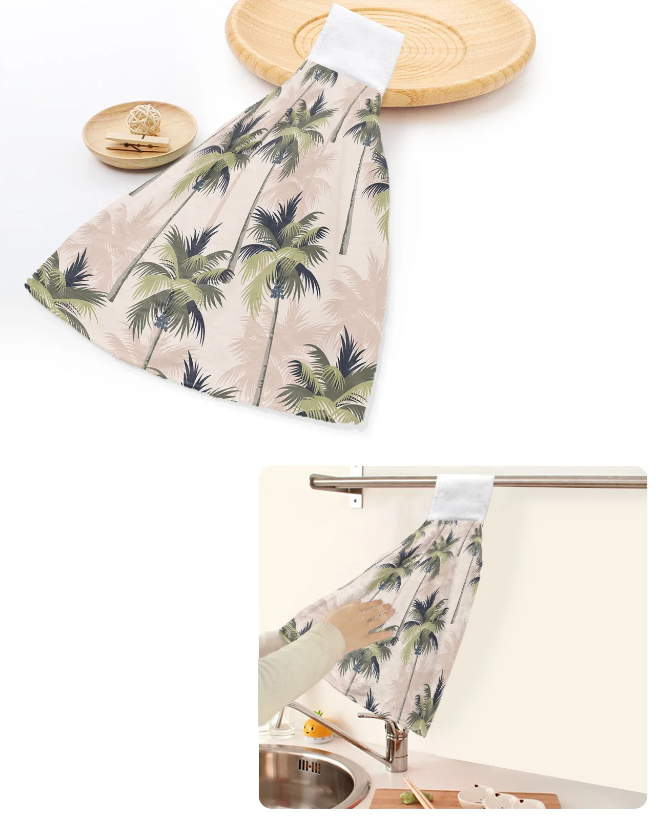 

Tropical Plant Palm Tree Hand Towels Home Kitchen Bathroom Hanging Dishcloths Hand Towel Loops Quick Dry Soft Absorbent Towels